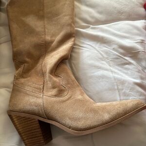 Brand new never worn Swede tan boots.